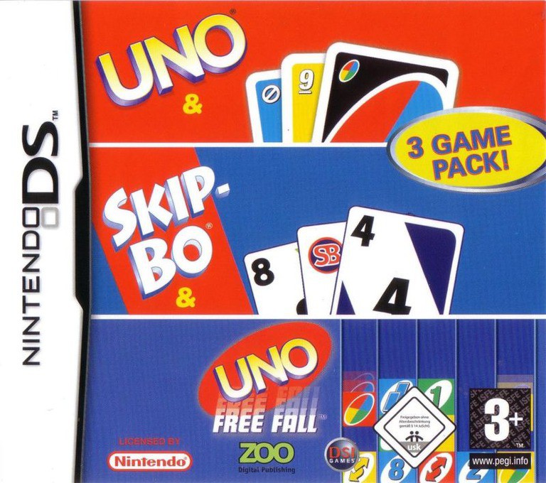 3 Game Pack! - Uno & Skip-Bo & Uno Free Fall - Nintendo DS Games