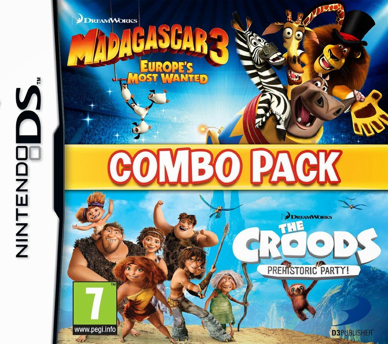 The Combo Pack - Madagascar 3 - Europe's Most Wanted + Croods - Prehistoric Party! - Nintendo DS Games