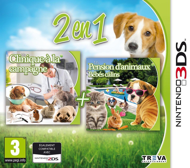 2 in 1 - My Vet Practice 3D - In the Country + My Baby Pet Hotel 3D - Nintendo 3DS Games