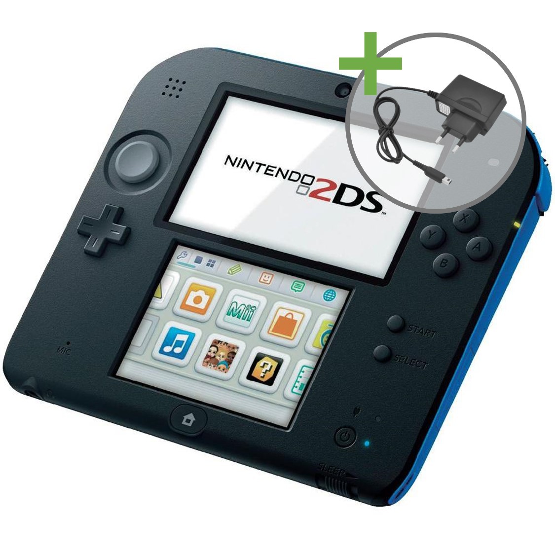 Nintendo 2DS - Black/Blue (Electric Blue) [Complete] - Nintendo 3DS Hardware - 2