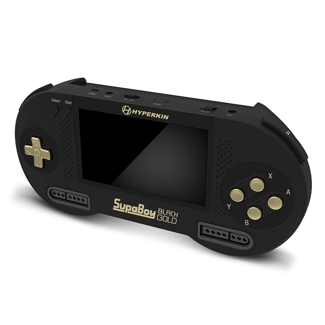 SupaBoy Portable SNES Console - Black Gold Edition | Super Nintendo Hardware | RetroNintendoKopen.nl
