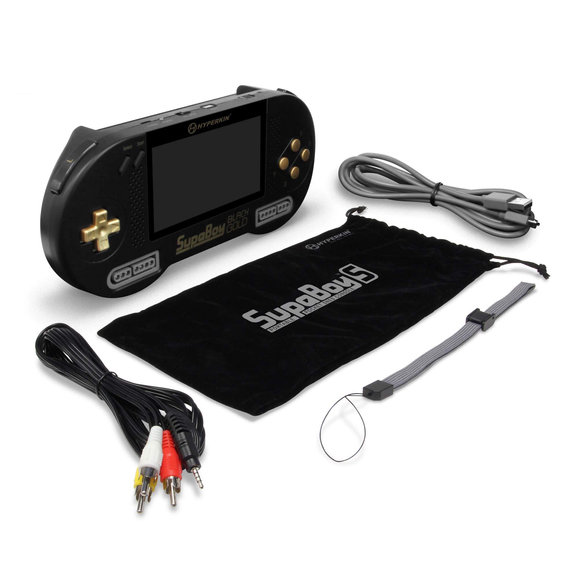 SupaBoy Portable SNES Console - Black Gold Edition | Super Nintendo Hardware | RetroNintendoKopen.nl