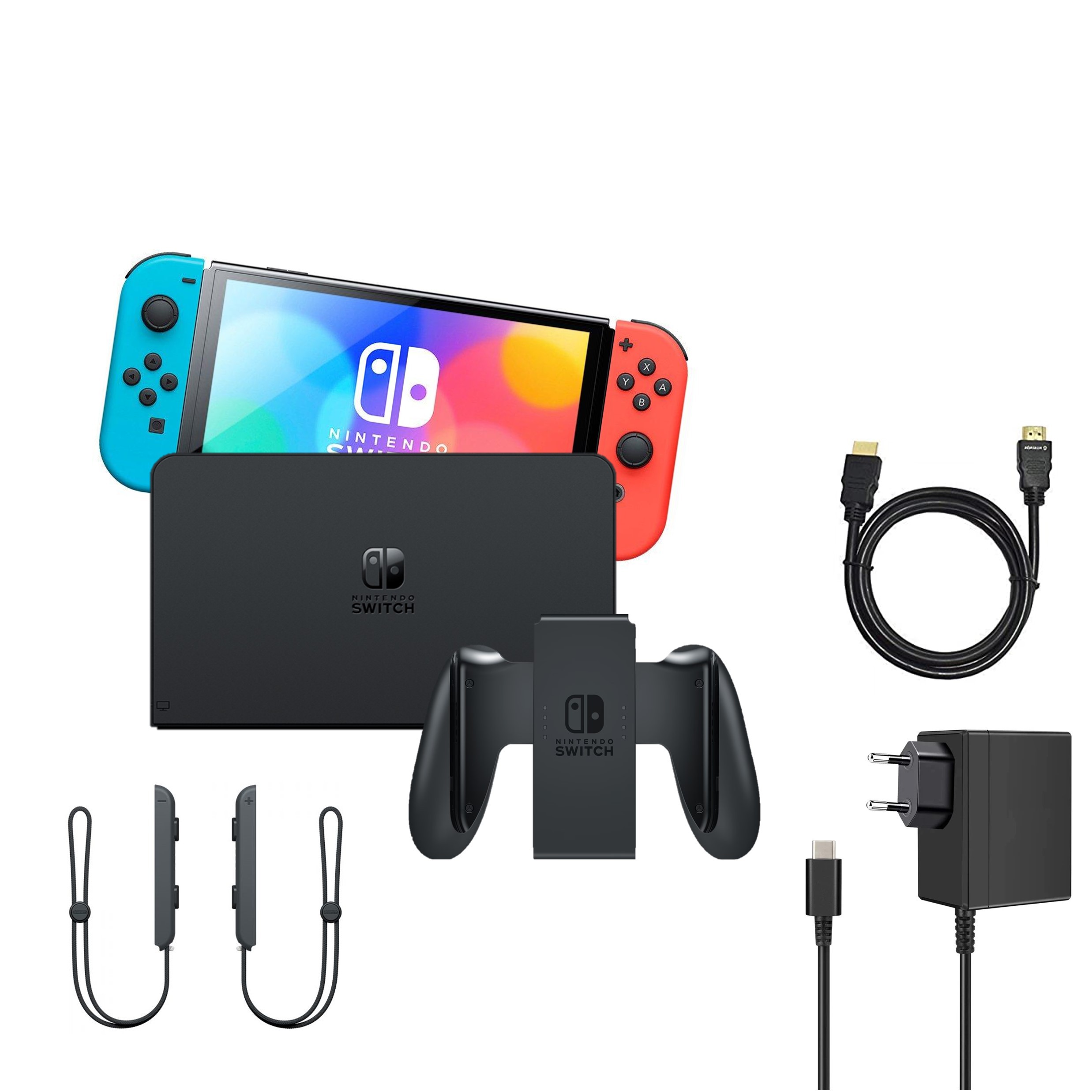 Nintendo Switch Console OLED Starter Pack - Red/Blue - Nintendo Switch Hardware - 5