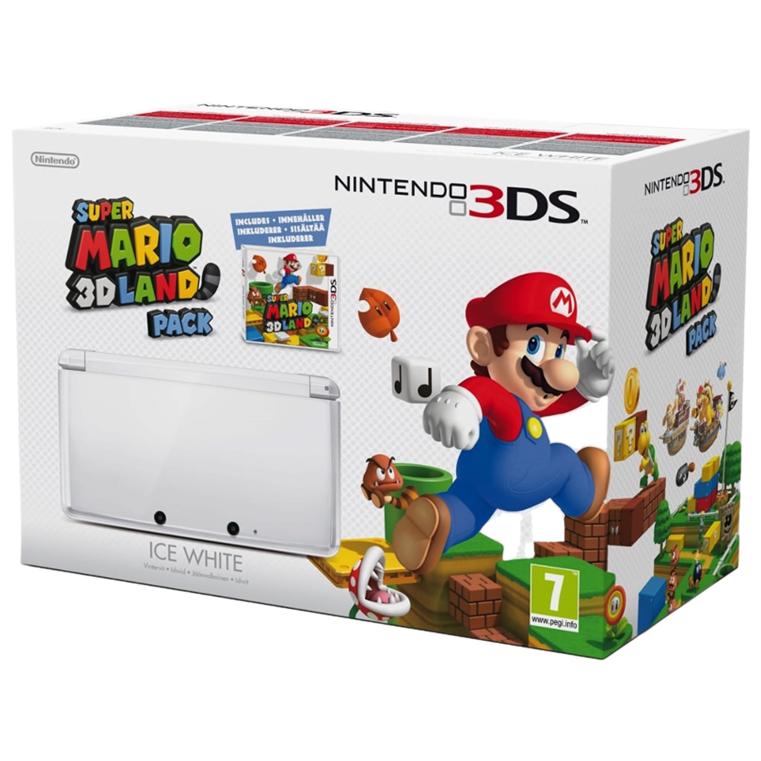 Nintendo 3DS - Ice White - Super Mario 3D Land Pack [Complete] - Nintendo 3DS Hardware