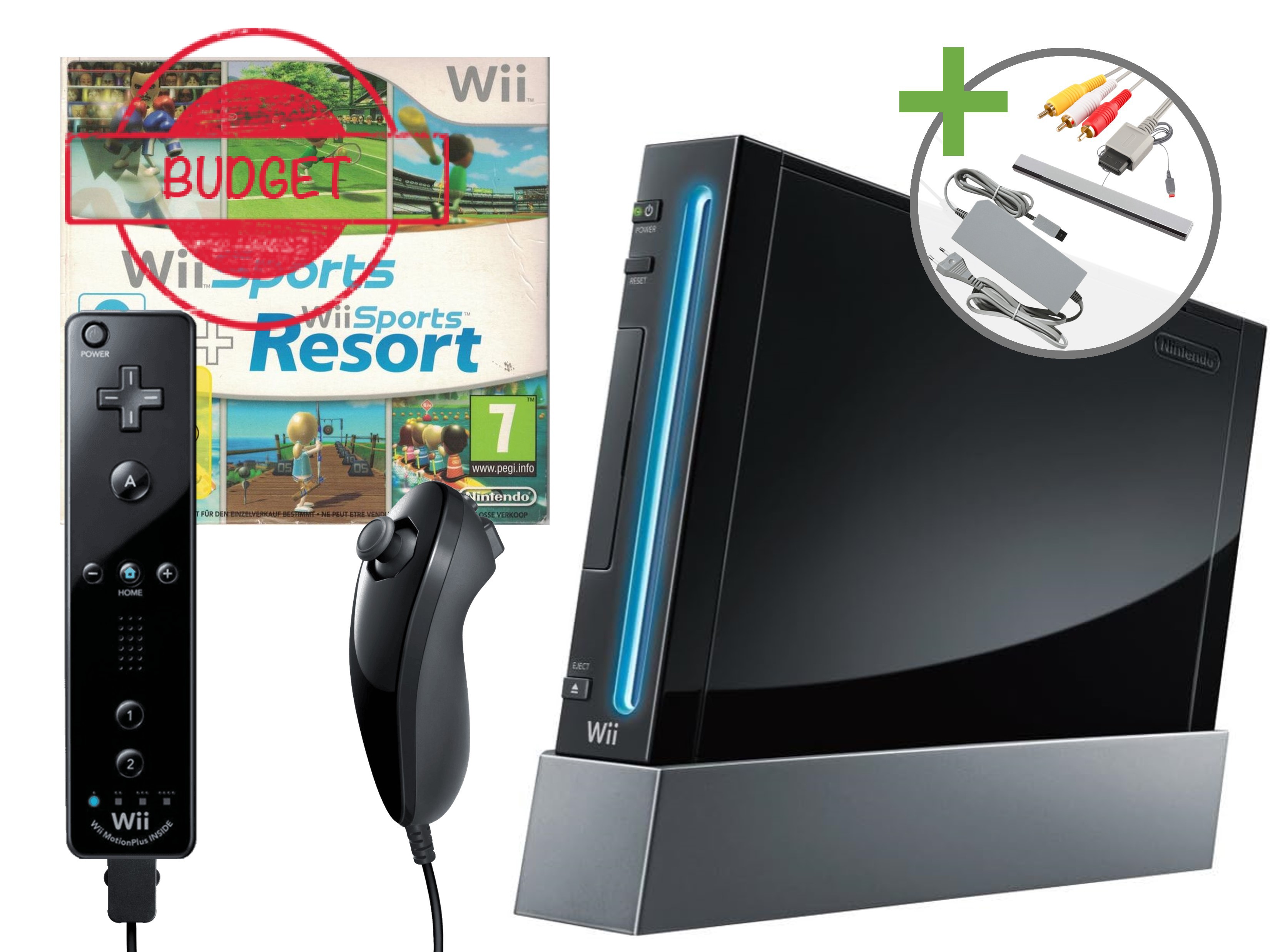 Nintendo Wii Starter Pack - Wii Sports + Wii Sports Resort Black Edition - Budget - Wii Hardware