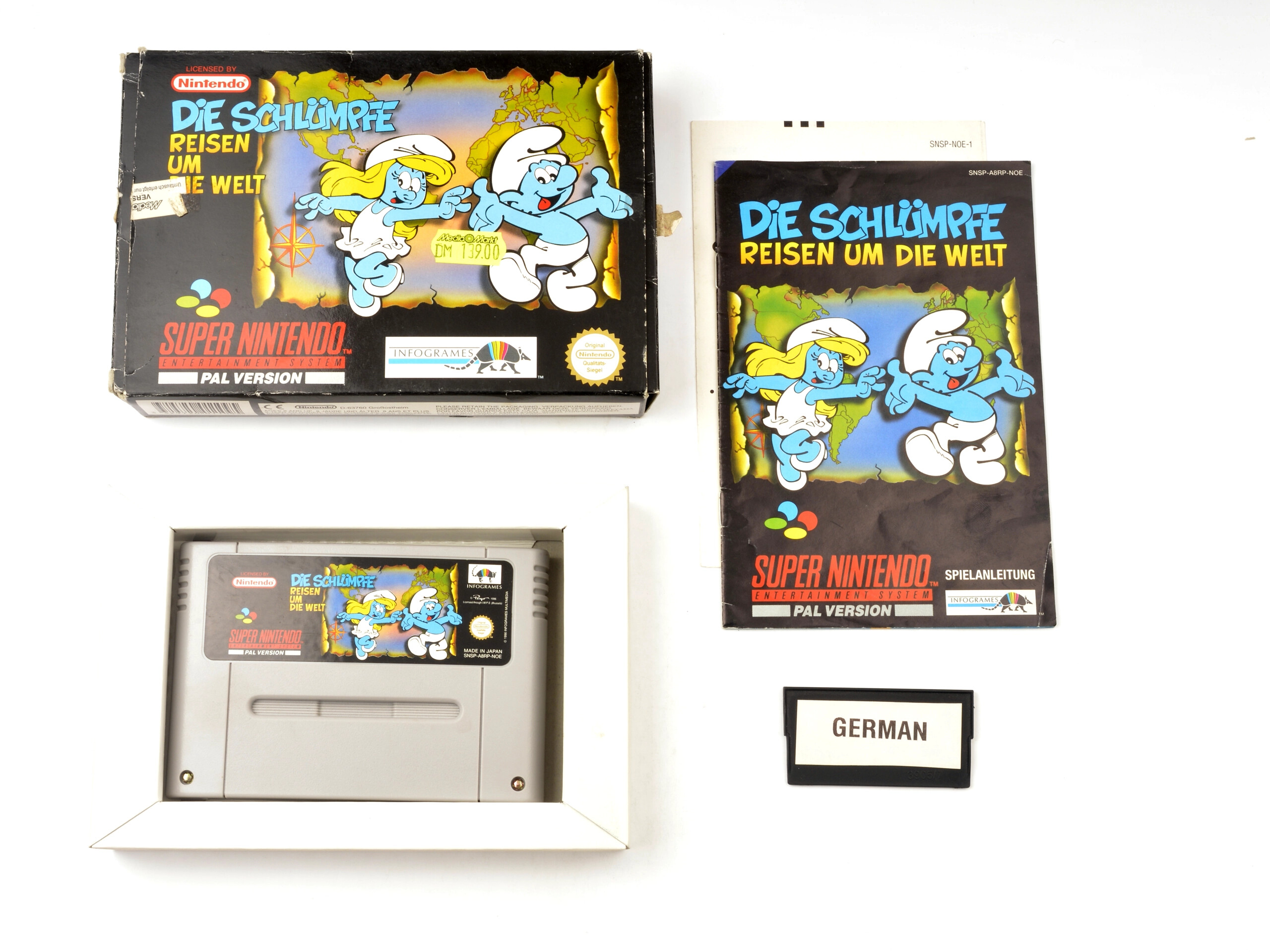 Die Schlümpfe reisen um die Welt (German) - Super Nintendo Games [Complete]